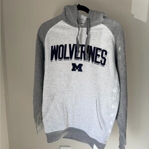 Champion Wolverines Two-Tone Grey Pullover Hoodie with Navy Logo